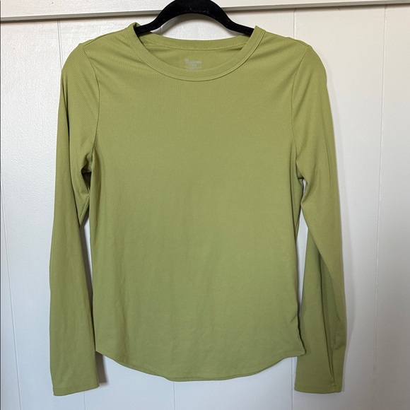 No Boundaries Tops - Chartreuse Green Ribbed Fitted Long Sleeve Top